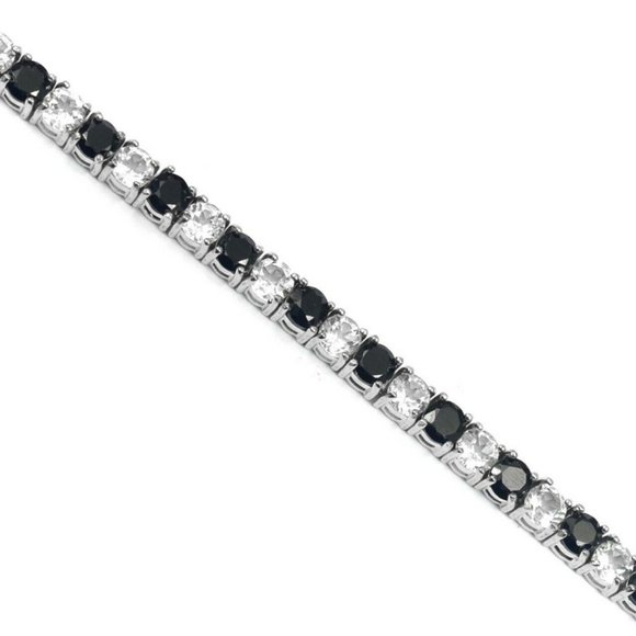Mens Black Onyx 2ct Diamond Tennis Bracelet 18K White Gold Silver Jewelry 7" 8" - Picture 6 of 6
